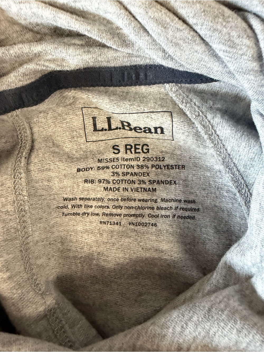 L.L.Bean Gray Cowl Neck Thumbhole Cozy Pullover Sweatshirt Size Sm Cottagecore - Picture 3 of 8